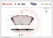 Bremsbelagsatz, Scheibenbremse Hinterachse BREMBO P 54 063