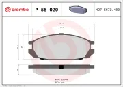 Bremsbelagsatz, Scheibenbremse Hinterachse BREMBO P 56 020
