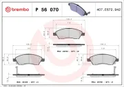 Bremsbelagsatz, Scheibenbremse Vorderachse BREMBO P 56 070