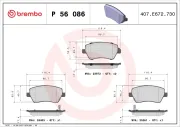 Bremsbelagsatz, Scheibenbremse BREMBO P 56 086