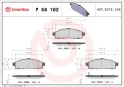 Bremsbelagsatz, Scheibenbremse Vorderachse BREMBO P 56 102