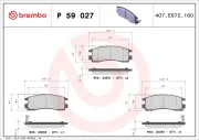 Bremsbelagsatz, Scheibenbremse Hinterachse BREMBO P 59 027