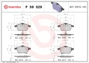 Bremsbelagsatz, Scheibenbremse Vorderachse BREMBO P 59 029