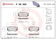 Bremsbelagsatz, Scheibenbremse Vorderachse BREMBO P 59 055