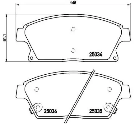 Bremsbelagsatz, Scheibenbremse Vorderachse BREMBO P 59 077X Bild Bremsbelagsatz, Scheibenbremse Vorderachse BREMBO P 59 077X