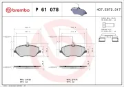 Bremsbelagsatz, Scheibenbremse BREMBO P 61 078