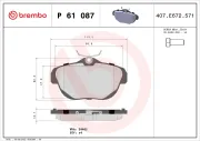 Bremsbelagsatz, Scheibenbremse Hinterachse BREMBO P 61 087