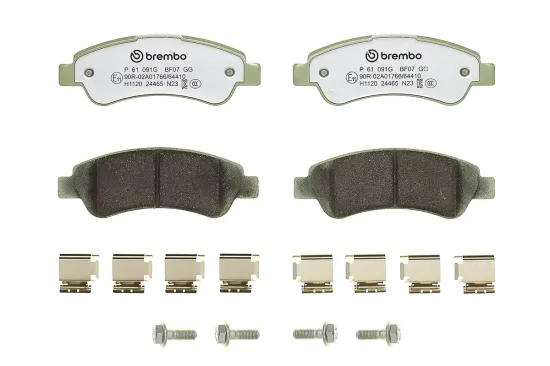 Bremsbelagsatz, Scheibenbremse Hinterachse BREMBO P 61 091G Bild Bremsbelagsatz, Scheibenbremse Hinterachse BREMBO P 61 091G