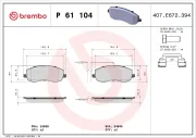 Bremsbelagsatz, Scheibenbremse Vorderachse BREMBO P 61 104