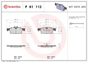 Bremsbelagsatz, Scheibenbremse Vorderachse BREMBO P 61 112