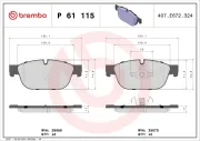 Bremsbelagsatz, Scheibenbremse Vorderachse BREMBO P 61 115