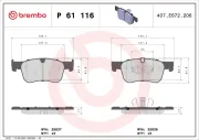 Bremsbelagsatz, Scheibenbremse Vorderachse BREMBO P 61 116