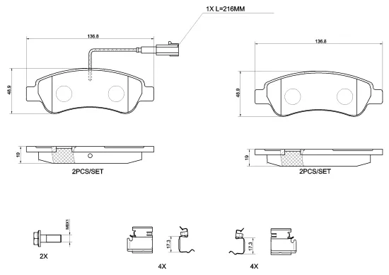 Bremsbelagsatz, Scheibenbremse Hinterachse BREMBO P 61 125G Bild Bremsbelagsatz, Scheibenbremse Hinterachse BREMBO P 61 125G