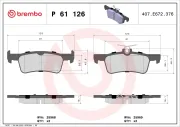Bremsbelagsatz, Scheibenbremse Hinterachse BREMBO P 61 126