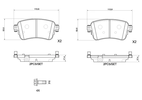 Bremsbelagsatz, Scheibenbremse Hinterachse BREMBO P 61 133G Bild Bremsbelagsatz, Scheibenbremse Hinterachse BREMBO P 61 133G
