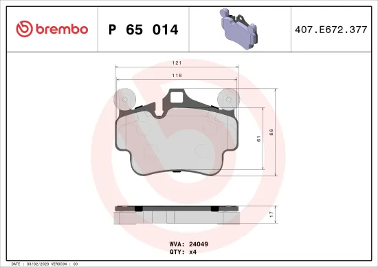 Bremsbelagsatz, Scheibenbremse BREMBO P 65 014 Bild Bremsbelagsatz, Scheibenbremse BREMBO P 65 014