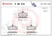 Bremsbelagsatz, Scheibenbremse Vorderachse BREMBO P 68 019