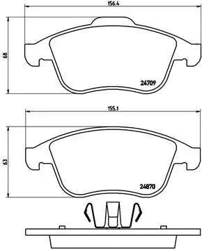 Bremsbelagsatz, Scheibenbremse Vorderachse BREMBO P 68 045 Bild Bremsbelagsatz, Scheibenbremse Vorderachse BREMBO P 68 045