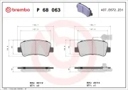Bremsbelagsatz, Scheibenbremse Hinterachse BREMBO P 68 063