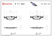 Bremsbelagsatz, Scheibenbremse Hinterachse BREMBO P 71 003