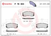 Bremsbelagsatz, Scheibenbremse Vorderachse BREMBO P 78 004