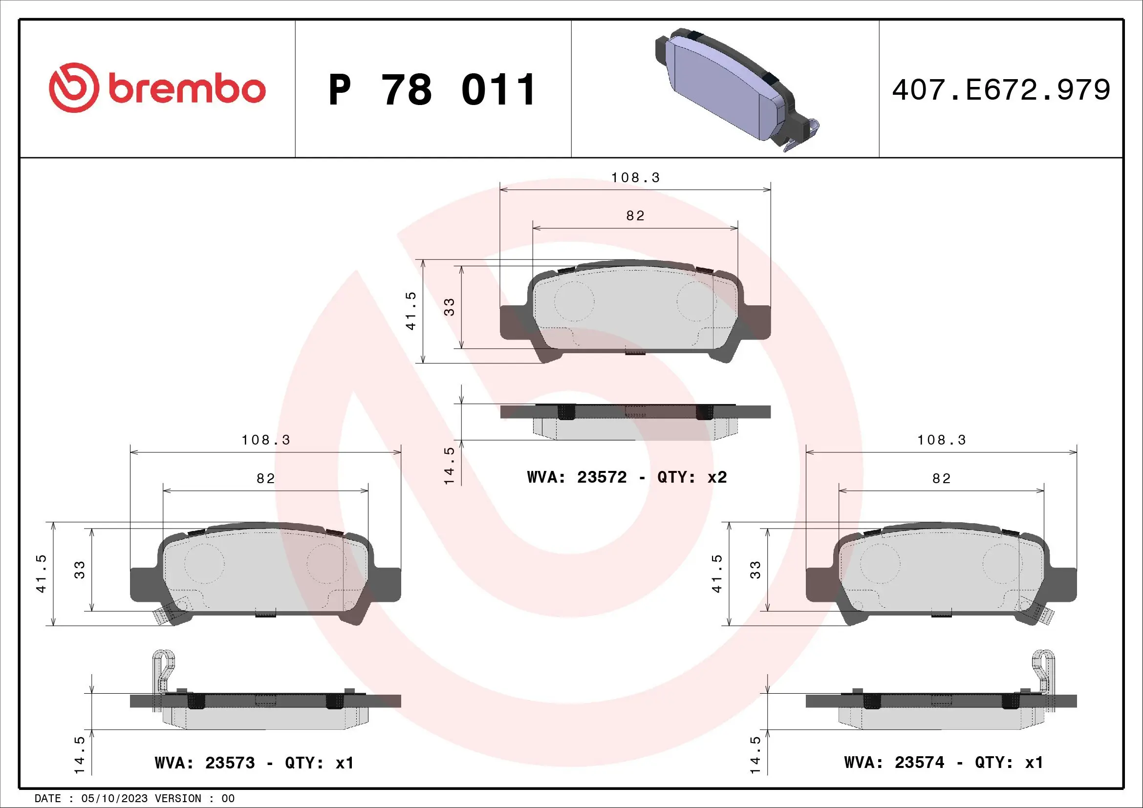 Bremsbelagsatz, Scheibenbremse Hinterachse BREMBO P 78 011