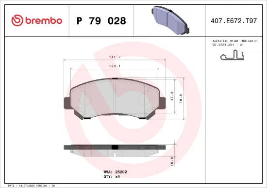 Bremsbelagsatz, Scheibenbremse BREMBO P 79 028 Bild Bremsbelagsatz, Scheibenbremse BREMBO P 79 028