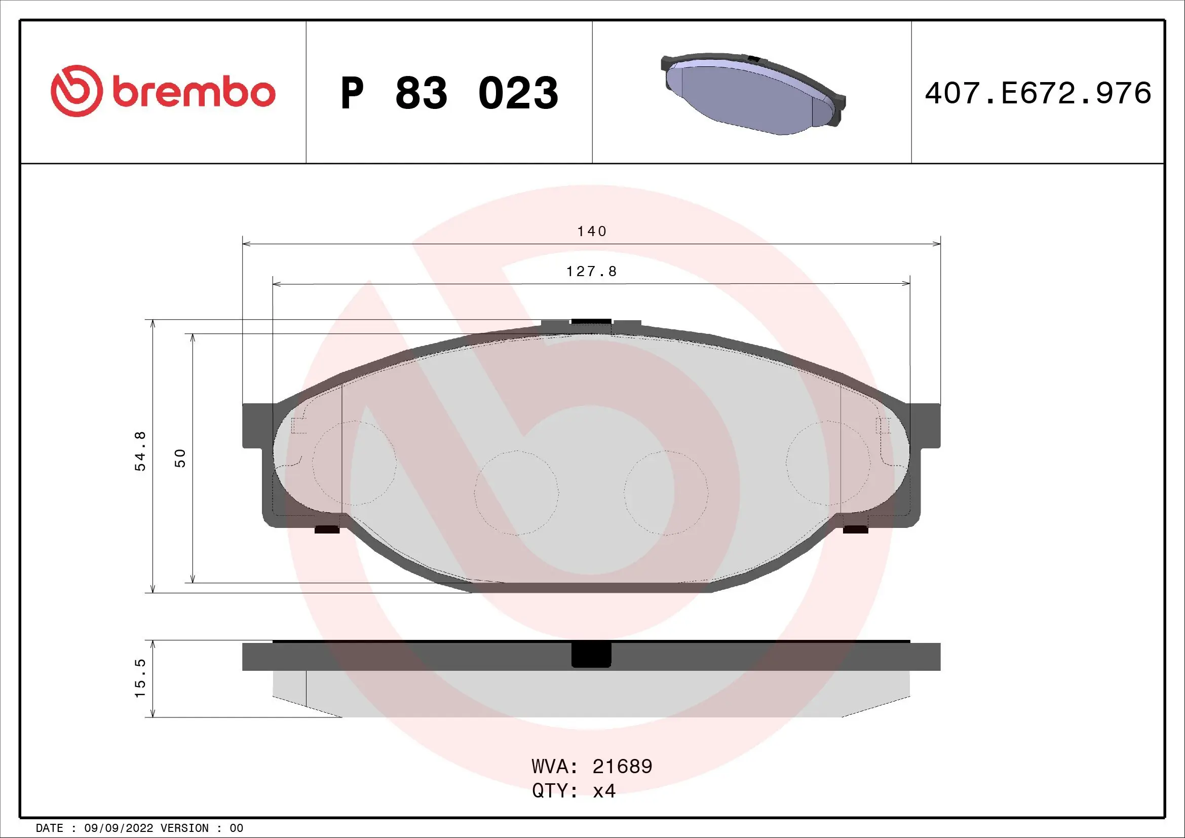 Bremsbelagsatz, Scheibenbremse BREMBO P 83 023 Bild Bremsbelagsatz, Scheibenbremse BREMBO P 83 023