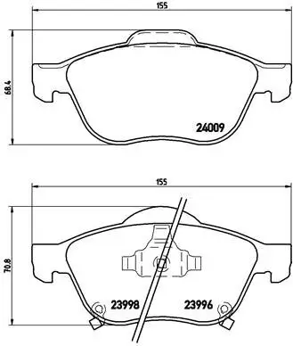 Bremsbelagsatz, Scheibenbremse Vorderachse BREMBO P 83 043
