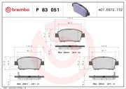 Bremsbelagsatz, Scheibenbremse BREMBO P 83 051