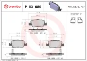 Bremsbelagsatz, Scheibenbremse Hinterachse BREMBO P 83 080X