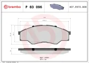 Bremsbelagsatz, Scheibenbremse Vorderachse BREMBO P 83 096