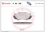 Bremsbelagsatz, Scheibenbremse Vorderachse BREMBO P 83 106