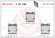 Bremsbelagsatz, Scheibenbremse Hinterachse BREMBO P 83 186