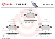 Bremsbelagsatz, Scheibenbremse Vorderachse BREMBO P 85 049
