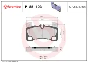 Bremsbelagsatz, Scheibenbremse Hinterachse BREMBO P 85 103