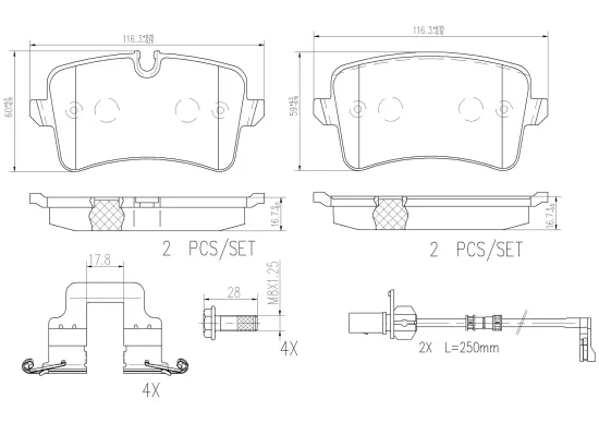 Bremsbelagsatz, Scheibenbremse Hinterachse BREMBO P85120NX Bild Bremsbelagsatz, Scheibenbremse Hinterachse BREMBO P85120NX