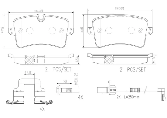 Bremsbelagsatz, Scheibenbremse Hinterachse BREMBO P85120NX Bild Bremsbelagsatz, Scheibenbremse Hinterachse BREMBO P85120NX