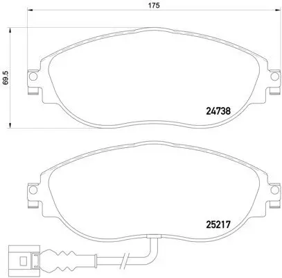 Bremsbelagsatz, Scheibenbremse Vorderachse BREMBO P 85 131