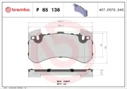 Bremsbelagsatz, Scheibenbremse BREMBO P 85 136