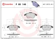 Bremsbelagsatz, Scheibenbremse BREMBO P 85 146