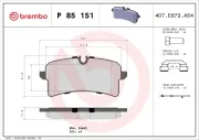 Bremsbelagsatz, Scheibenbremse Hinterachse BREMBO P 85 151