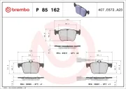 Bremsbelagsatz, Scheibenbremse Hinterachse BREMBO P 85 162