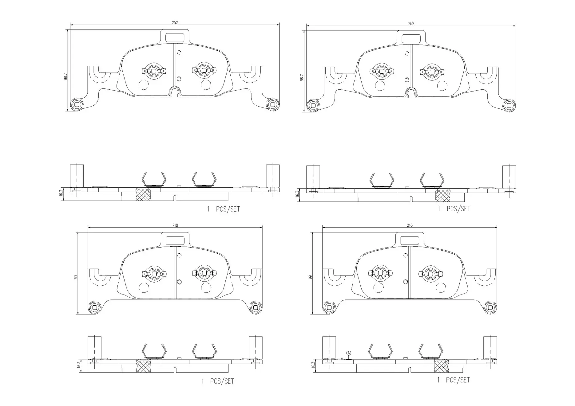 Bremsbelagsatz, Scheibenbremse Vorderachse BREMBO P 85 164G