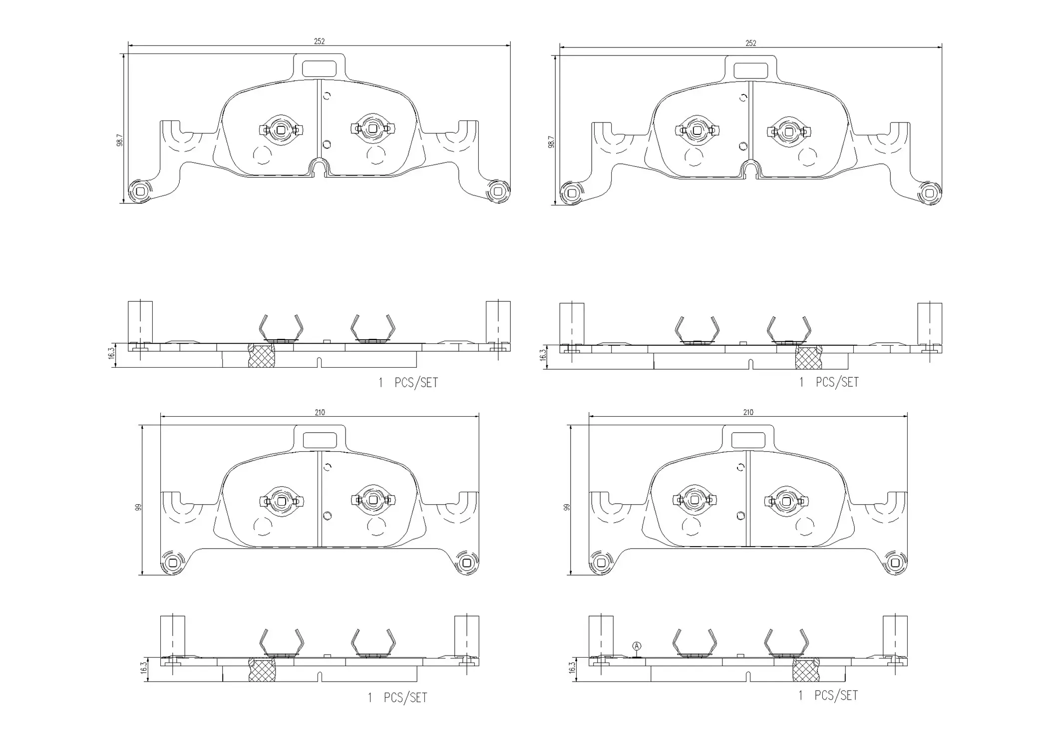 Bremsbelagsatz, Scheibenbremse Vorderachse BREMBO P85164NX