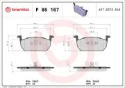 Bremsbelagsatz, Scheibenbremse BREMBO P 85 167