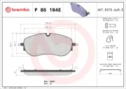 Bremsbelagsatz, Scheibenbremse Vorderachse BREMBO P 85 194E