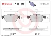 Bremsbelagsatz, Scheibenbremse Vorderachse BREMBO P 86 027