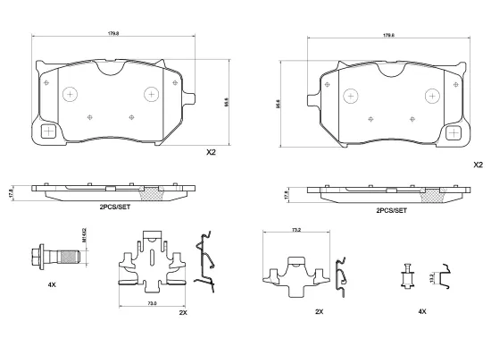 Bremsbelagsatz, Scheibenbremse Vorderachse BREMBO P 86 036 Bild Bremsbelagsatz, Scheibenbremse Vorderachse BREMBO P 86 036