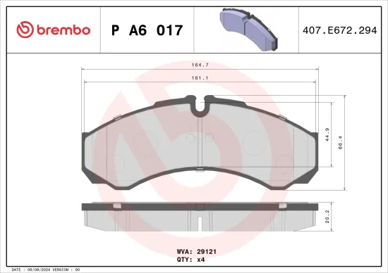 Bremsbelagsatz, Scheibenbremse BREMBO P A6 017 Bild Bremsbelagsatz, Scheibenbremse BREMBO P A6 017